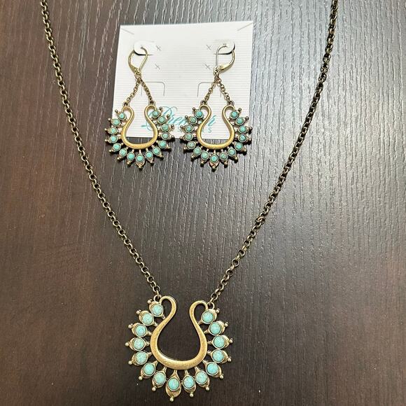 Premier Designs Lotus Long Necklace and Pierced Earrings Combination NWT - Picture 7 of 7